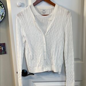 J. Crew Ivory Cotton Cable knit sweater set M